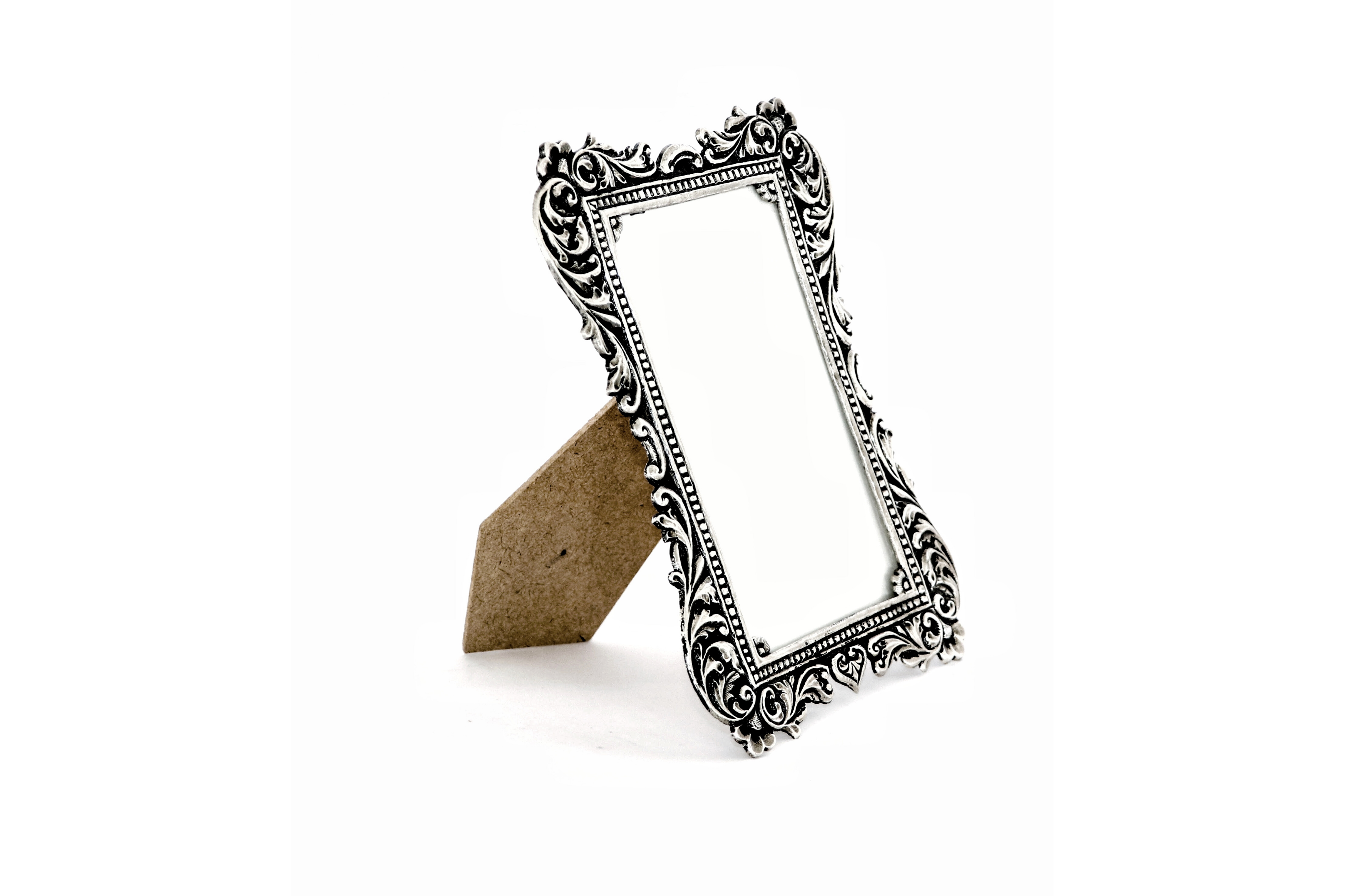 Antique silver frame with floral embossed design 3