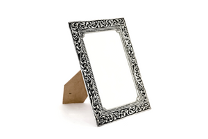 Antique silver frame with floral embossed design 1