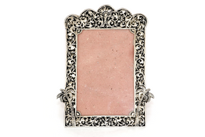 Antique silver frame with floral embossed design 5