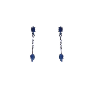 rhodium silver sapphire earrings