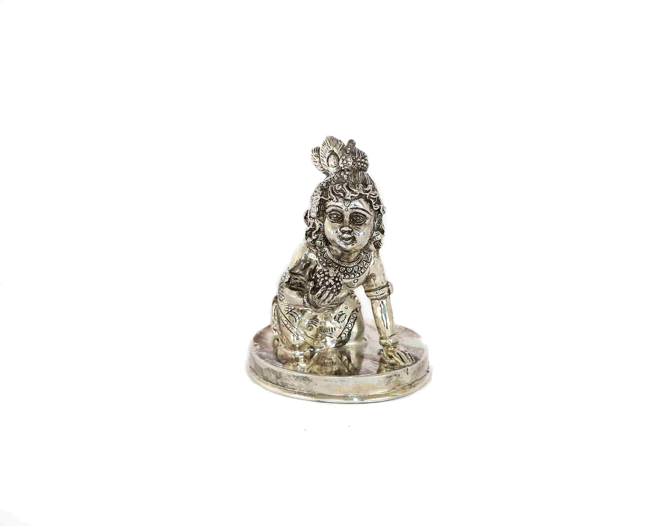 Solid silver krishna idol
